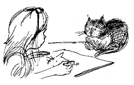 Illustration of a girl drawing